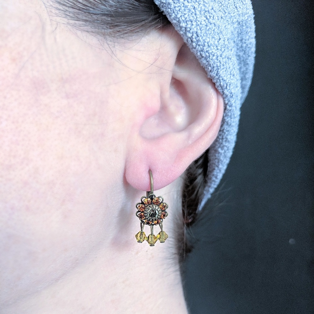 Vintage Sunset Beaded Drop Earrings